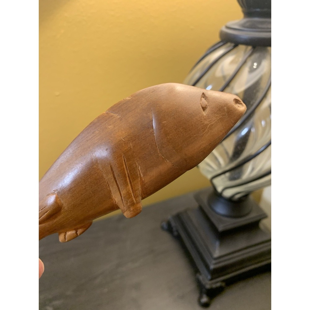 Vintage Wooden‎ Carved Whale Dugong Sculpture Hand Carved